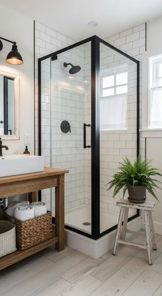 black-framed-shower-with-subway-tile