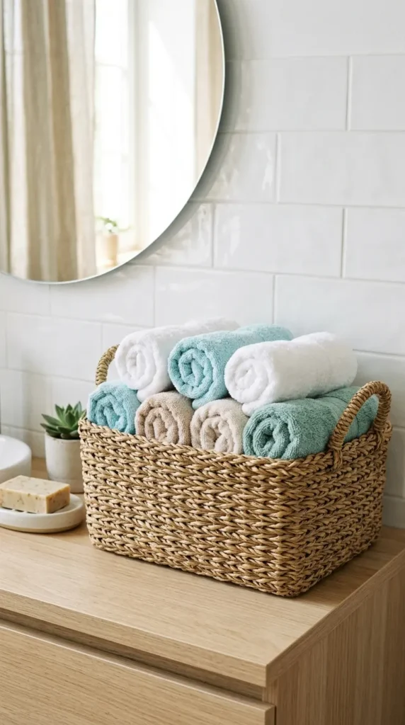 roll-your-towels-into-a-woven-basket